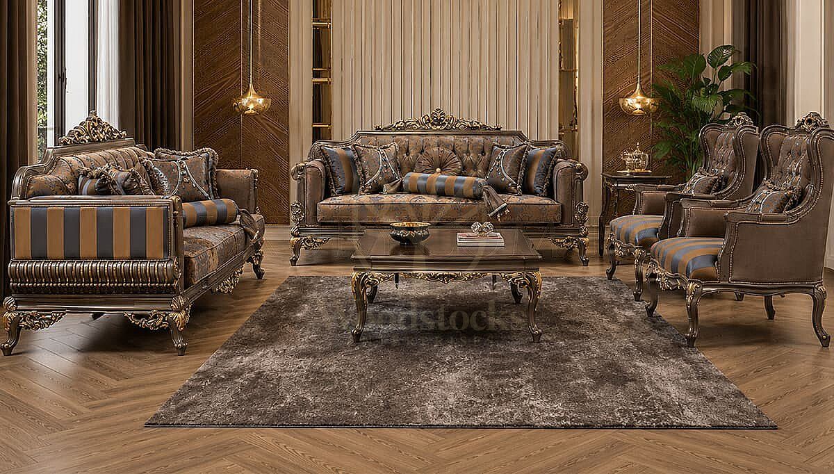 Luxury Melora Grey Handcrafted Teak Sofa Set, Saharanpur, Sofa Set