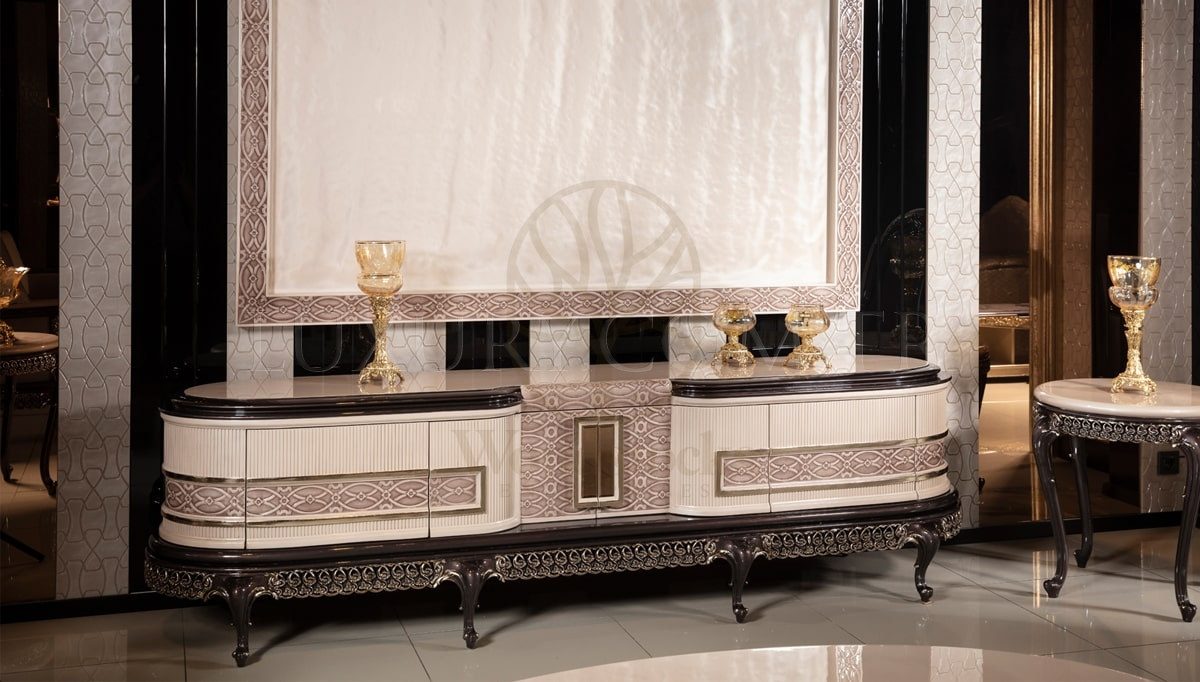 Royal London Hand Carved Teak TV Cabinet, Saharanpur, view 3