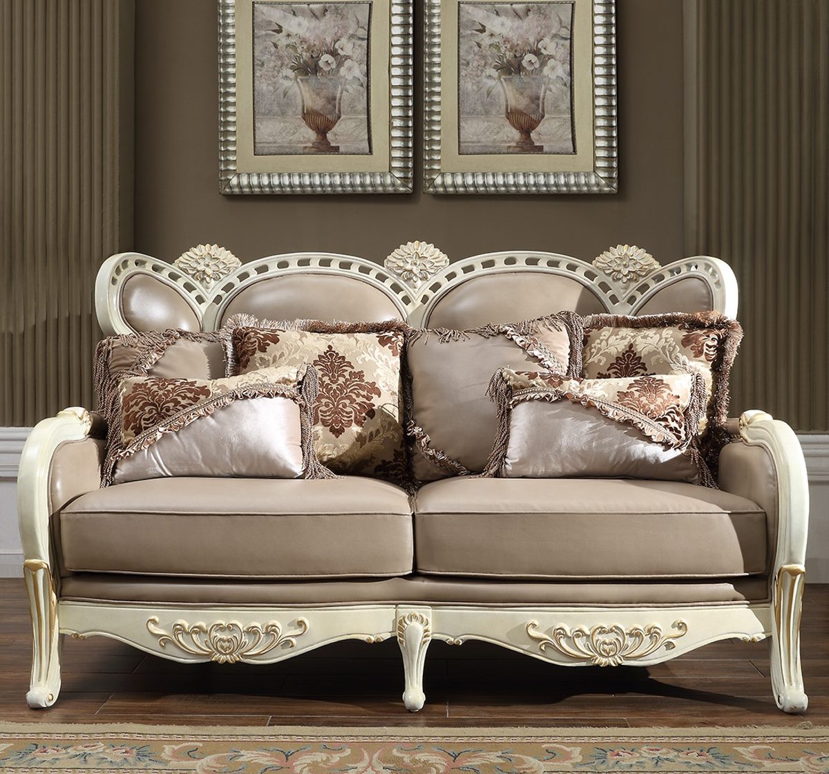 WSE High Quality Teak Wood Plantation White Sofa Set III, Sofa Set