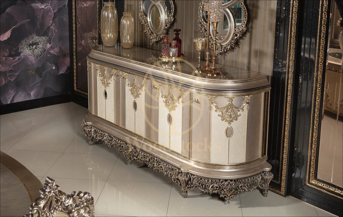 Teak Elegance Ivory and Gold Dining Set, view 8