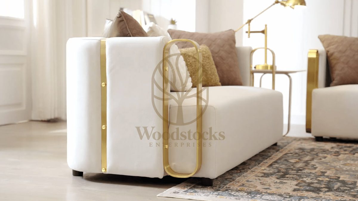 Teak Contemporary Gold Sofa Set III, view 4