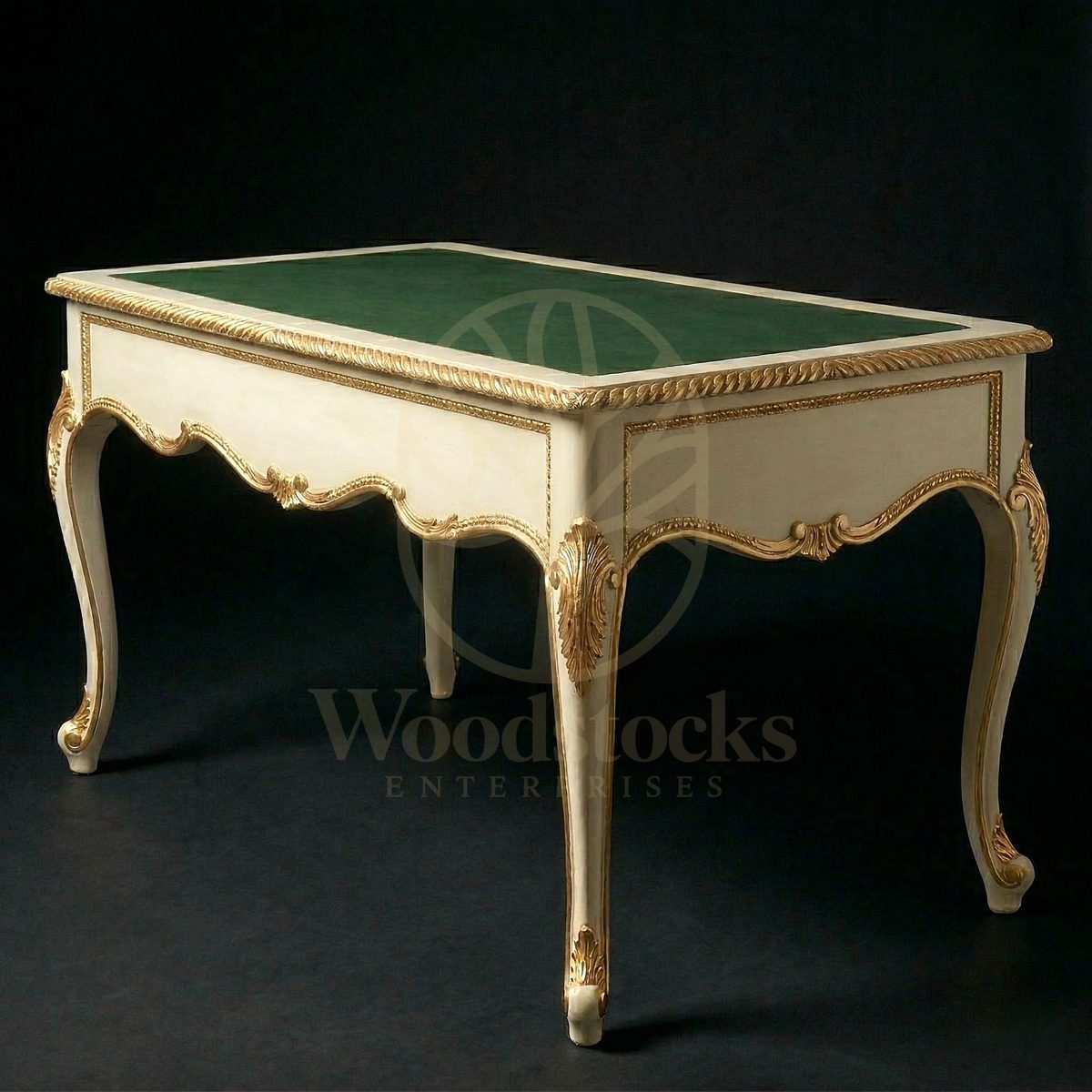 Royal Hand Carved Teak Château de Chantilly Louis XV Writing Bureau Set, Saharanpur, view 4