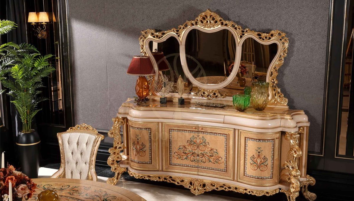 Royal Panamera Cream Hand Carved Teak Dining Table Set, Saharanpur, view 7