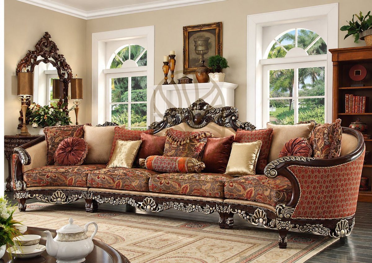 Teak Luxury Victorian Carved Sofa Set, alternate view