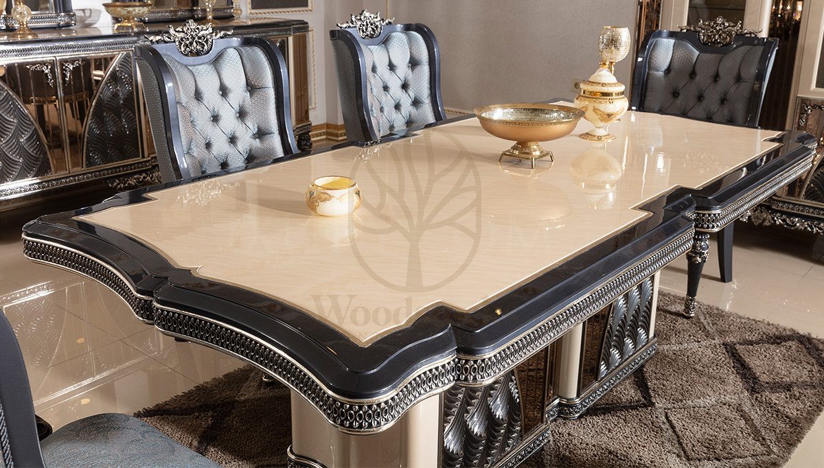 Royal Vanesa Hand Carved Teak Dining Table Set II, Saharanpur, view 6