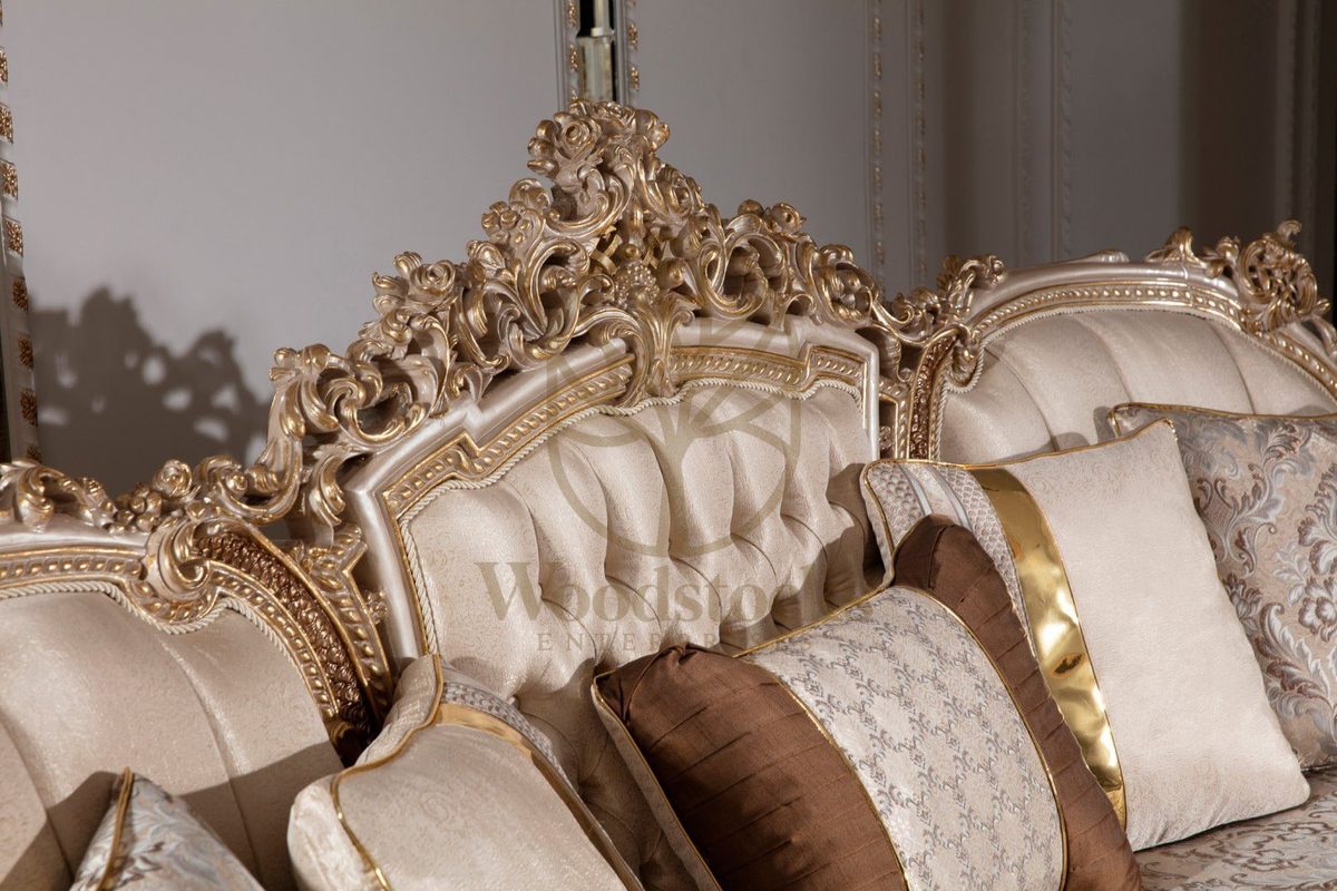 Teak Sovereign Light Brown Damask Sofa Set, view 11