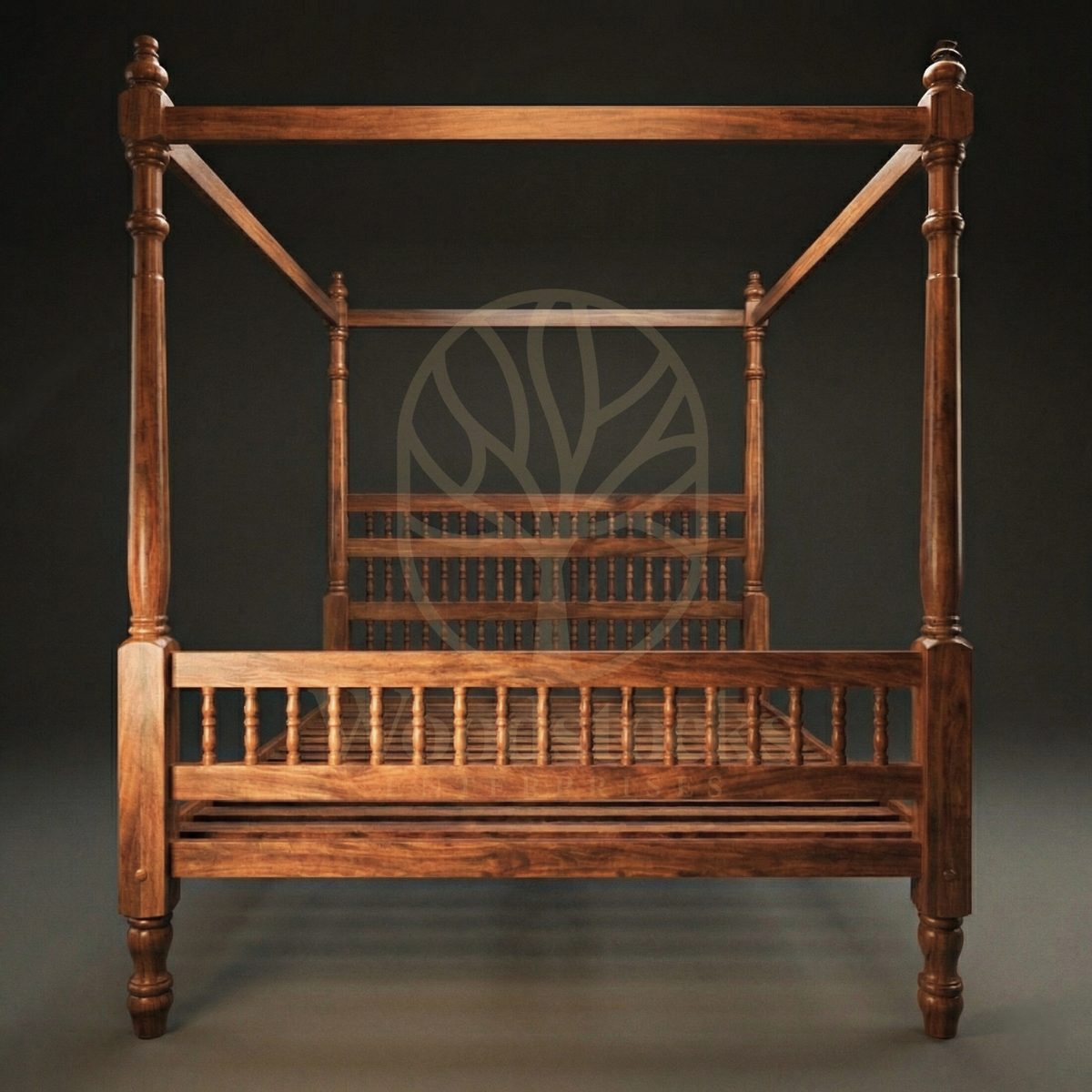 Royal Hand Carved Teak Malabar Residency House Four-Poster Bed, Saharanpur, view 4