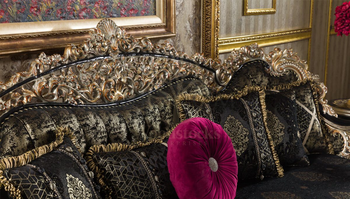 Royal Altay Black Hand Carved Teak Sofa Set II, Saharanpur, view 8