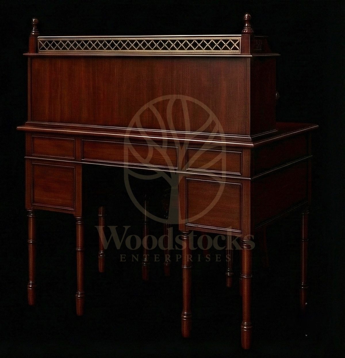 Royal Teak Regency Clerk’s Writing Desk & Companion Chair, Saharanpur, view 5