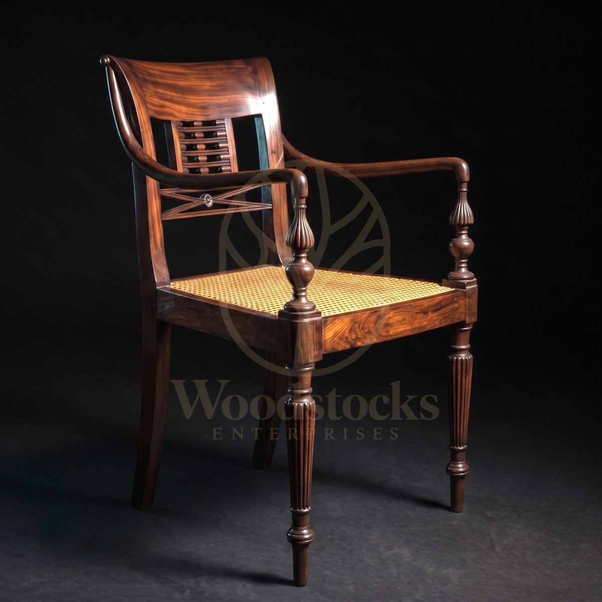 Hand Carved Teak Colombo Pierced-Back Elbow Chair, Saharanpur, Living Room Chair
