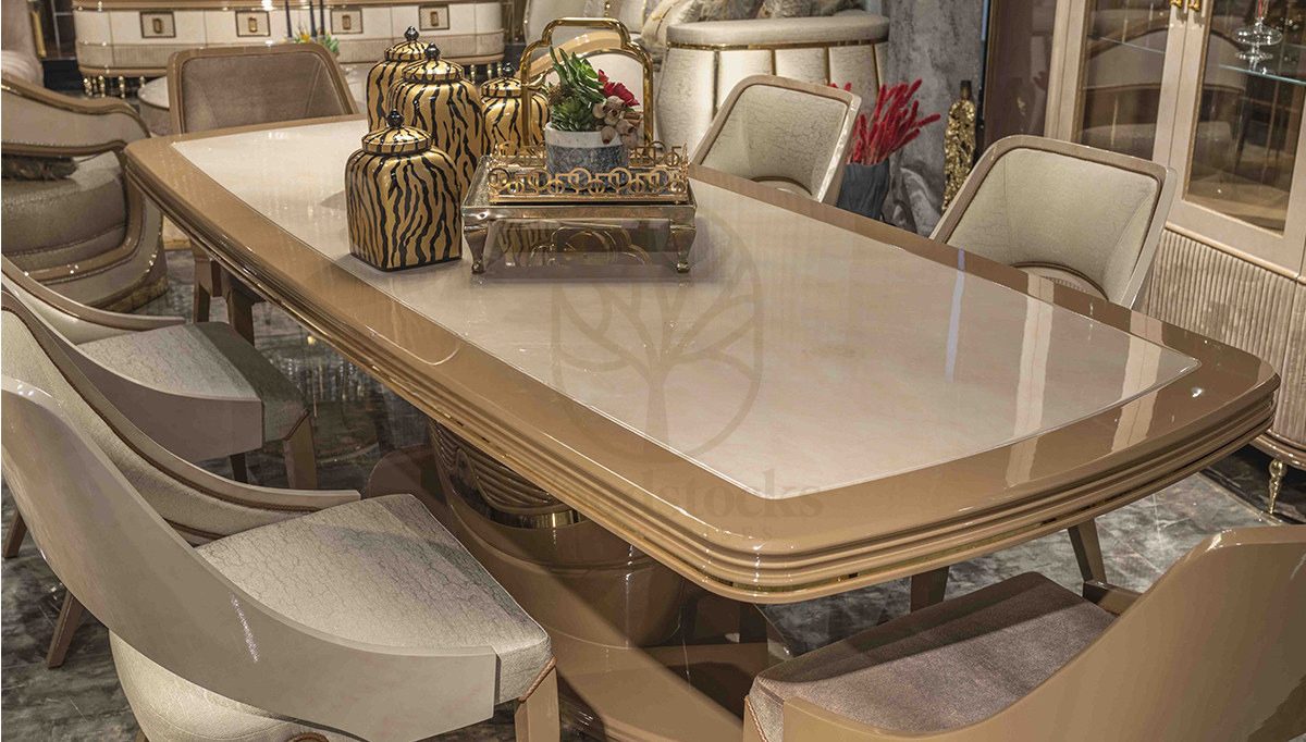 Luxury Mozena Handcrafted Teak Dining Table Set, Saharanpur, view 5