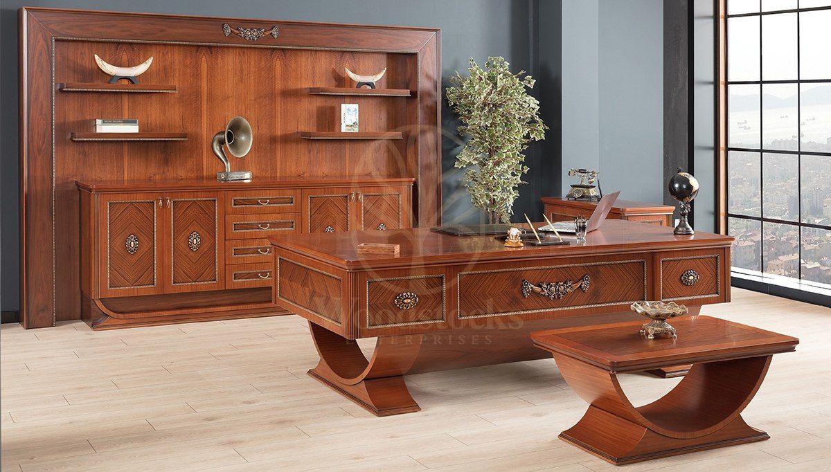 Royal Sarika Hand Carved Teak Office Table, Saharanpur, view 3