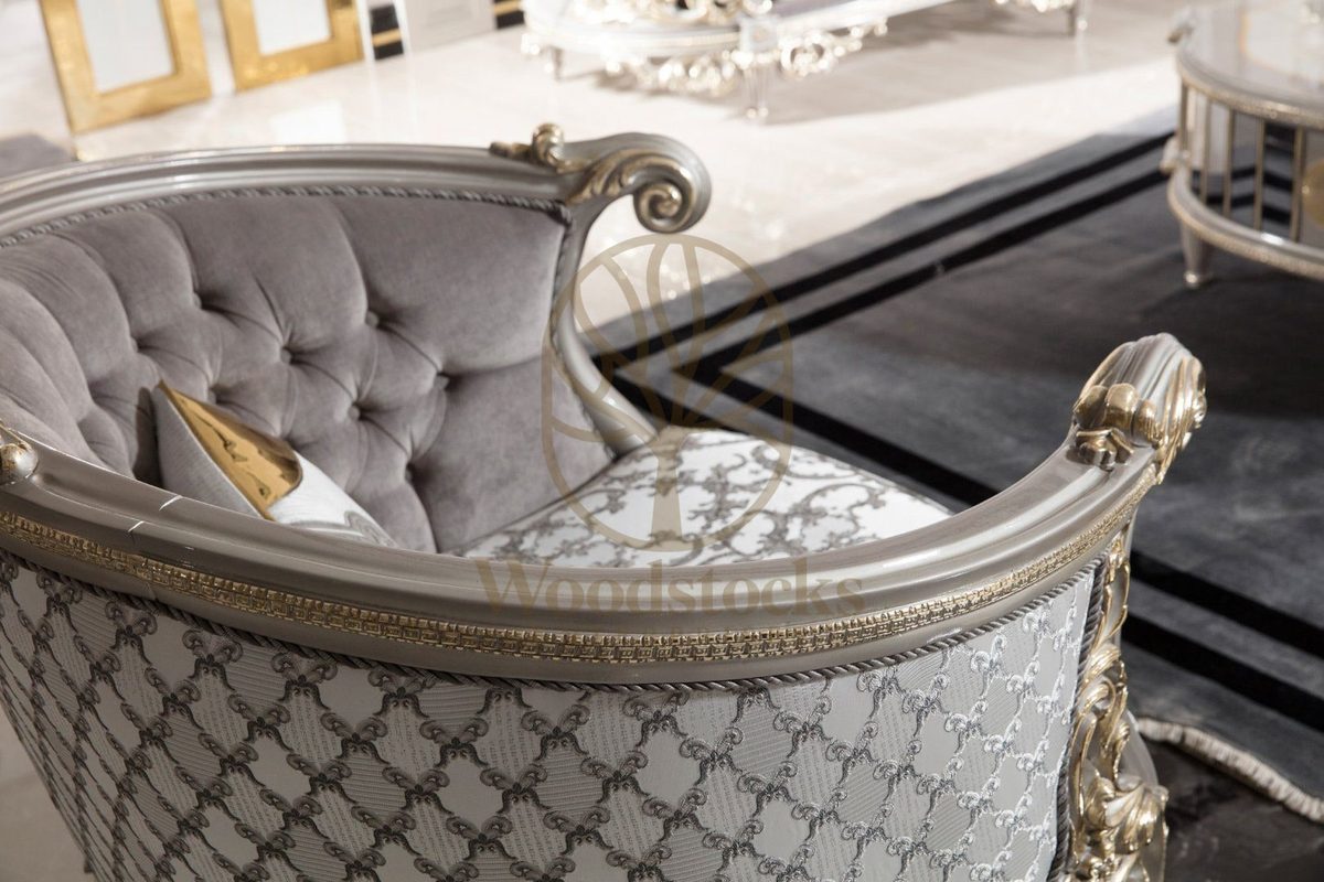 Teak Nora Silver Grey Carved Sofa Set, view 13
