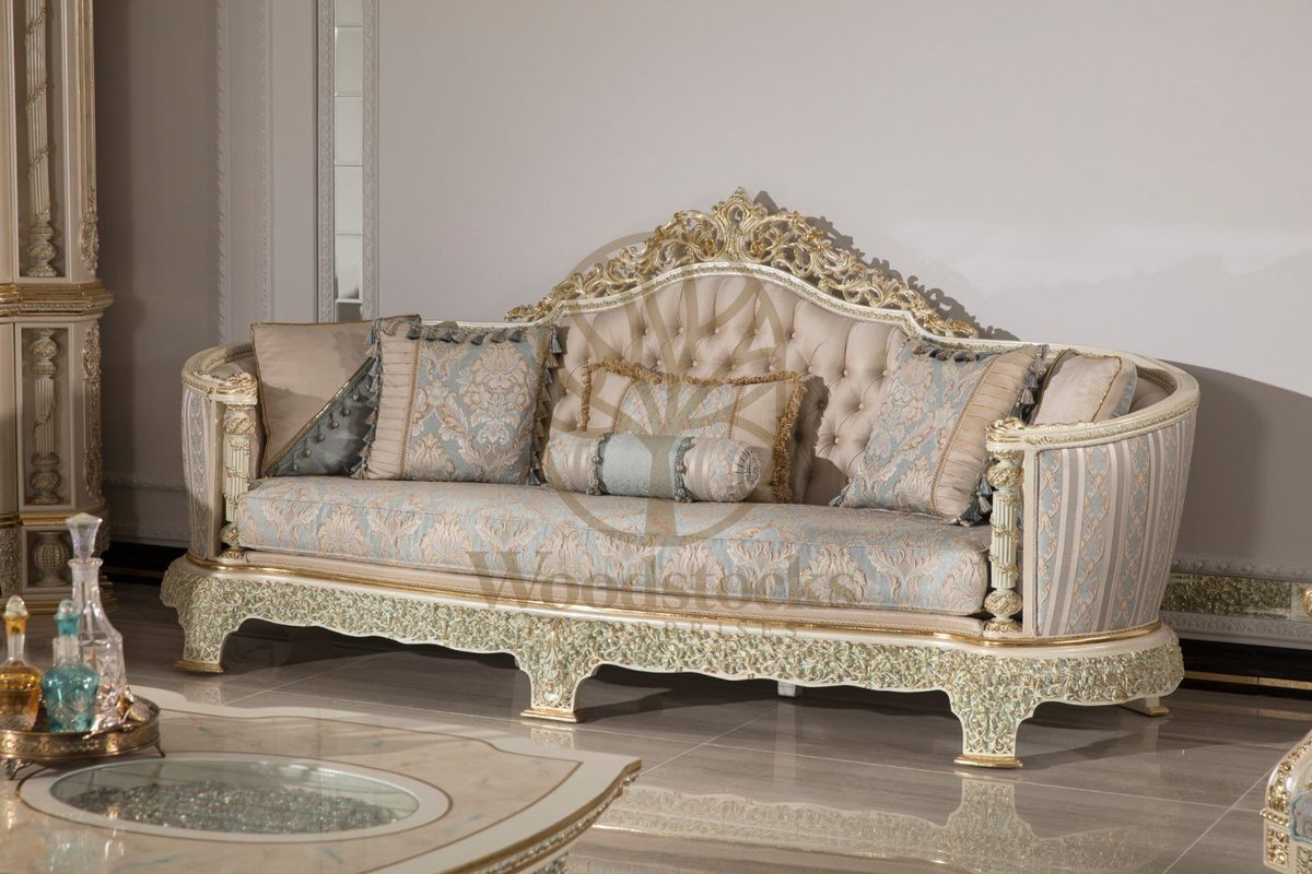 Teak Monaco Ivory and Powder Blue Sofa Set, view 4