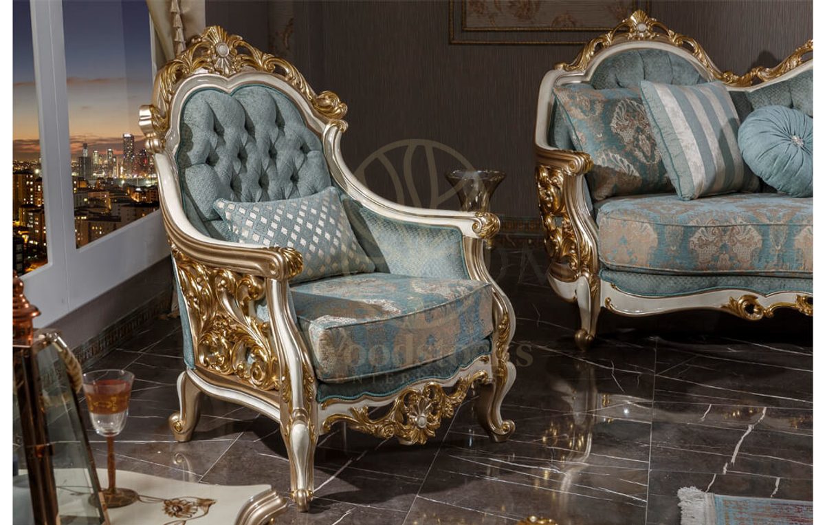 Royal Harzemsah Cream Hand Carved Teak Sofa Set, Saharanpur, view 6