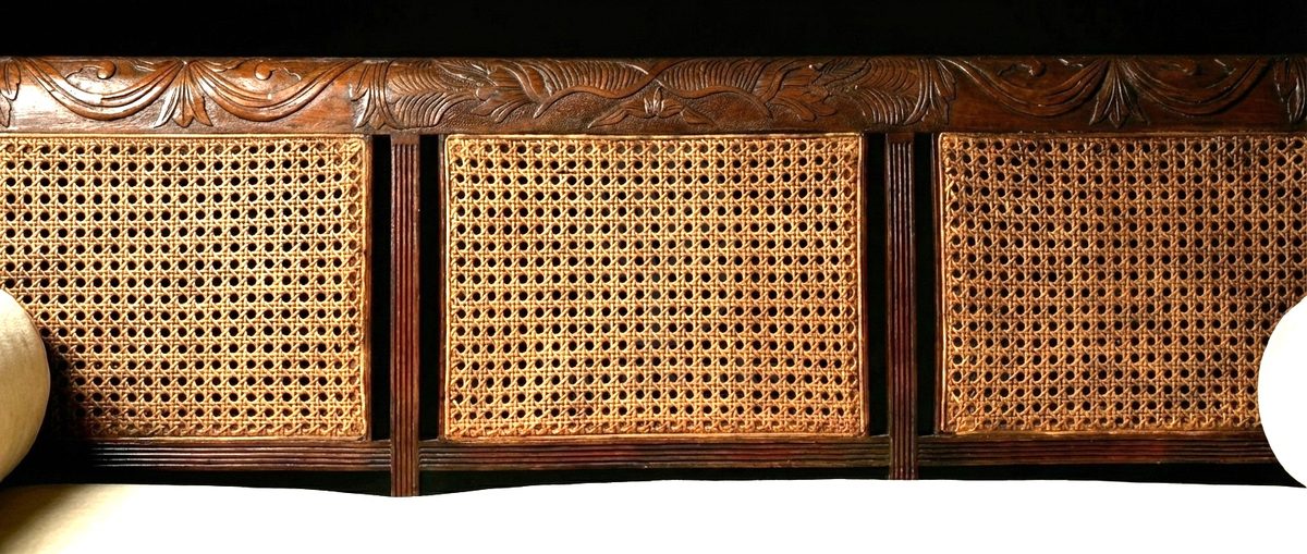 Hand Carved Teak Belgravia Cane-Back Day Settee, Saharanpur, view 6