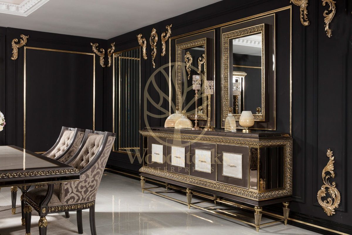 Teak Imperial Black and Ivory Console Table, Console Table