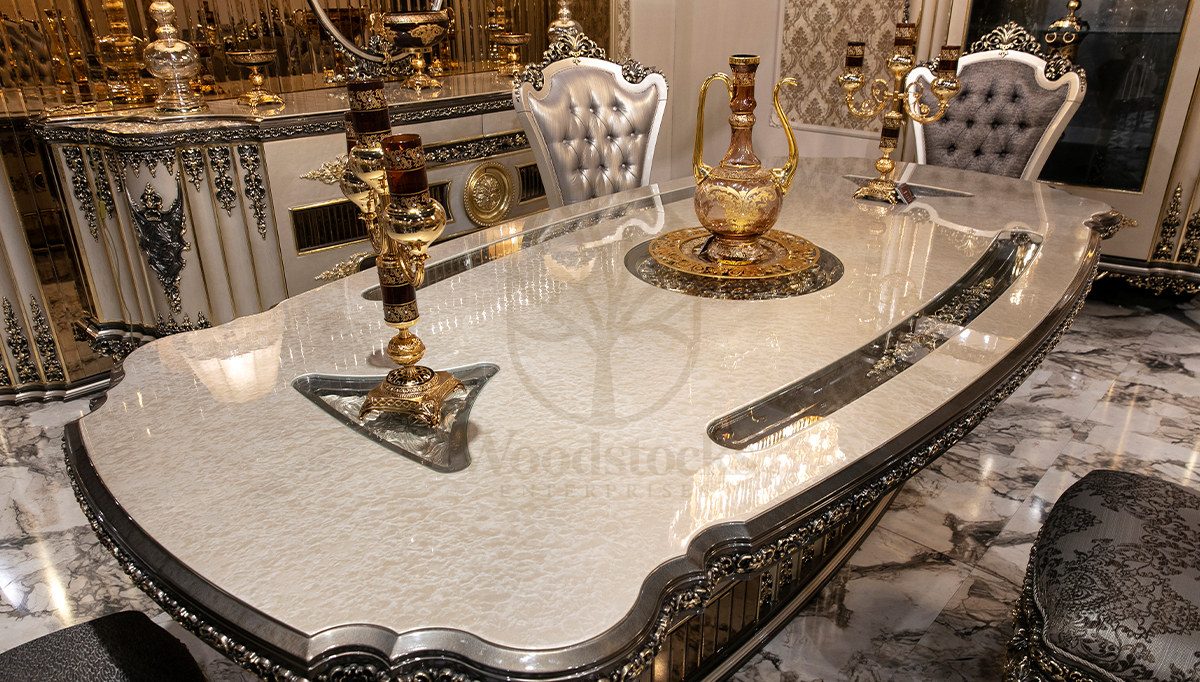 Royal Aregon Hand Carved Teak Dining Table Set, Saharanpur, view 10