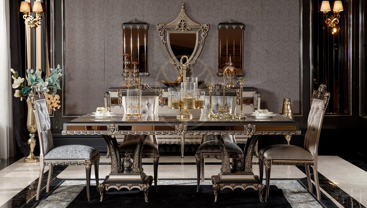 Royal Tuvalya Bronze Hand Carved Teak Dining Table Set, Saharanpur, view 2