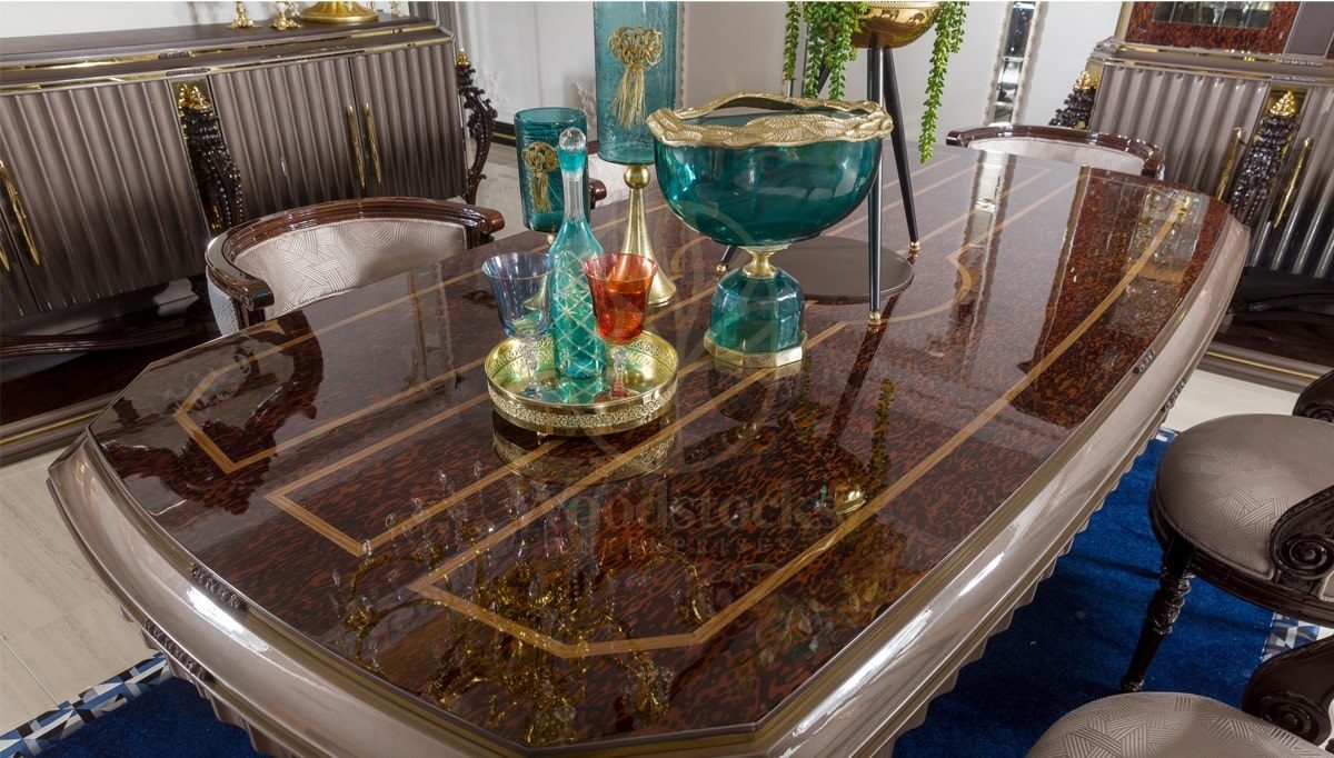 Royal Delano Hand Carved Teak Dining Table Set, Saharanpur, view 5