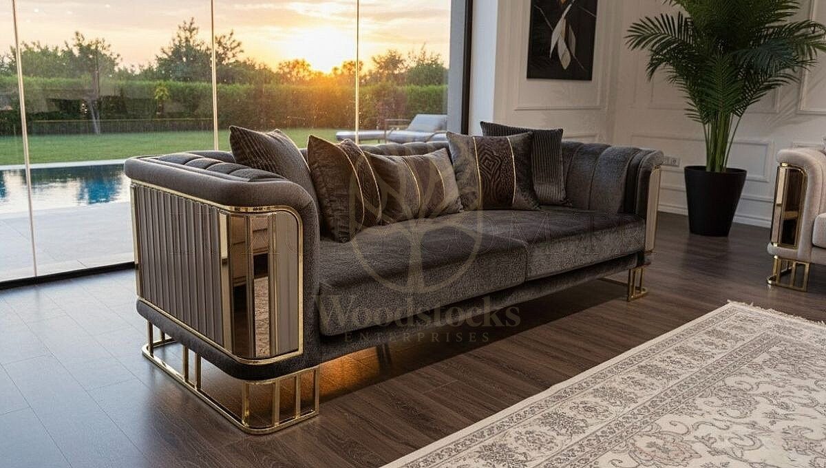 Royal Ayakli Hand Carved Teak Sofa Set, Saharanpur, view 4
