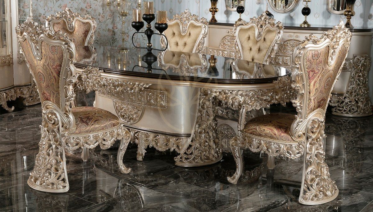 Royal Maskat Hand Carved Teak Dining Table Set, Saharanpur, view 6