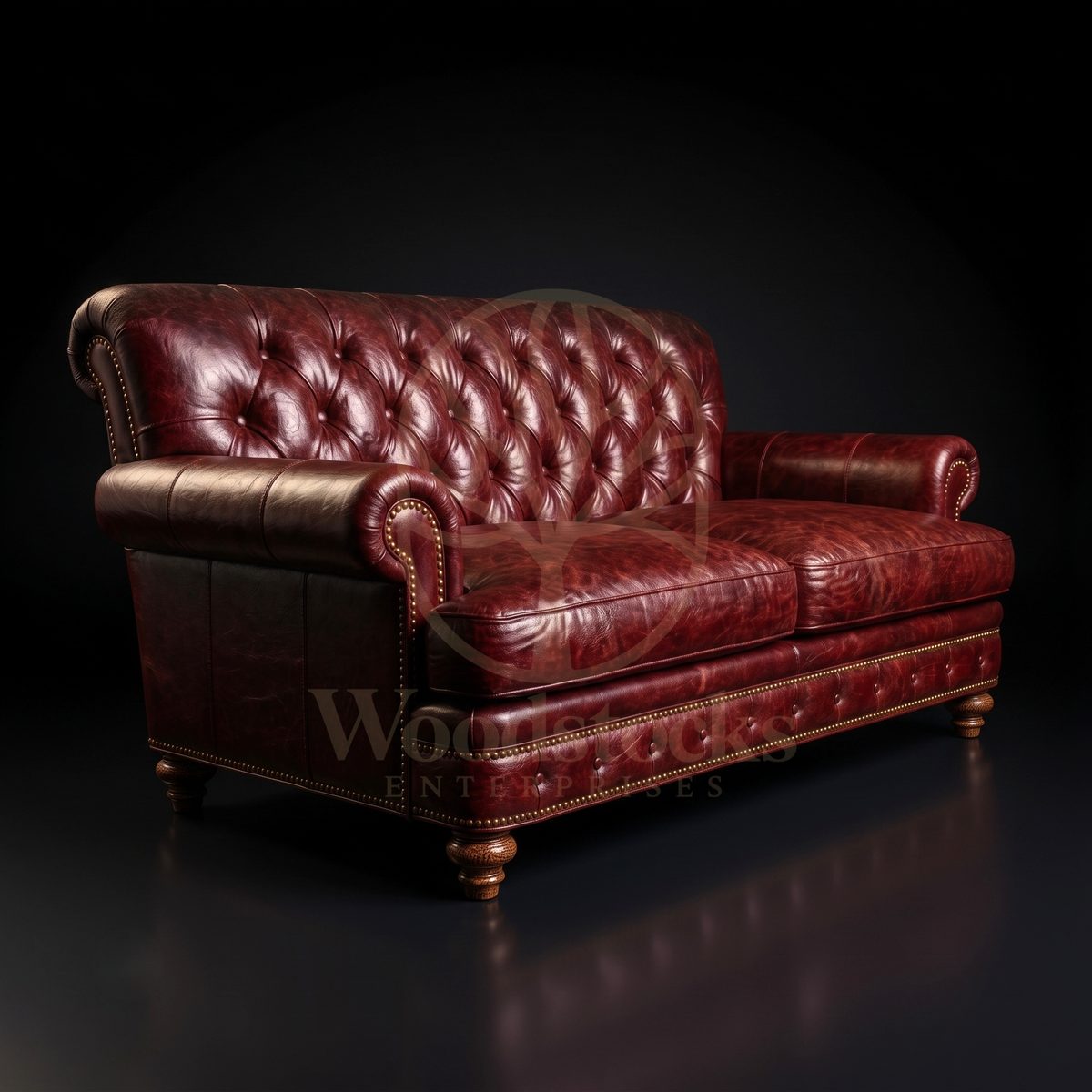 Luxury Teak Lincoln's Inn Chambers Oxblood Leather Loveseat, Saharanpur, view 2