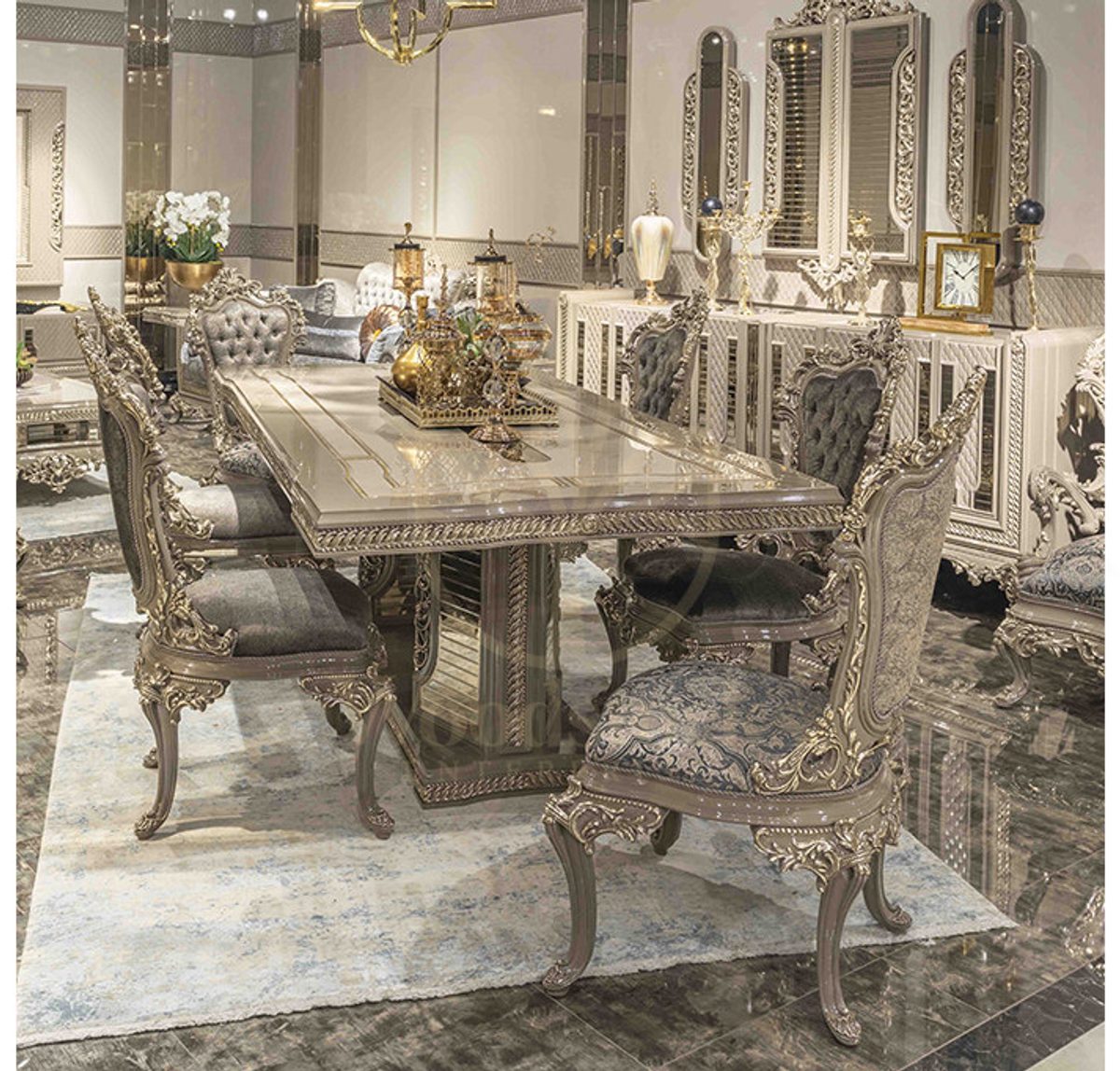Royal Dore Hand Carved Teak Dining Table Set, Saharanpur, view 5