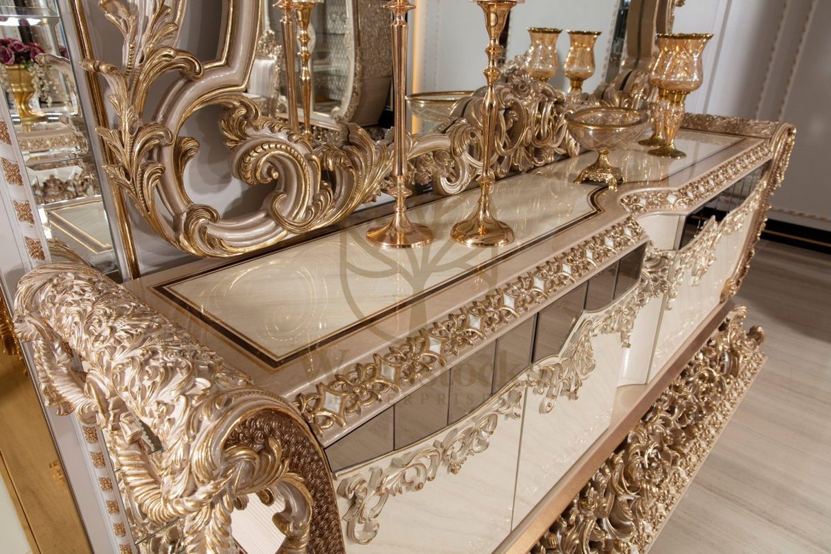 Teak Sovereign Light Brown and Gold Console Table, alternate view