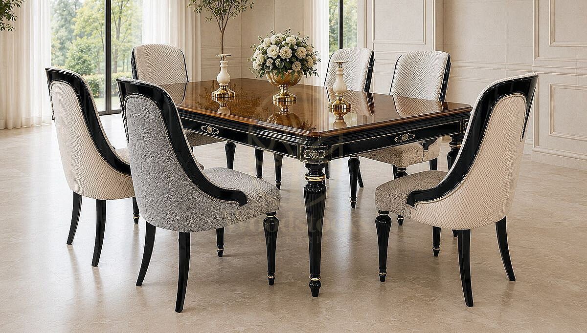Royal Varenza Hand Carved Teak Dining Table Set, Saharanpur, view 3