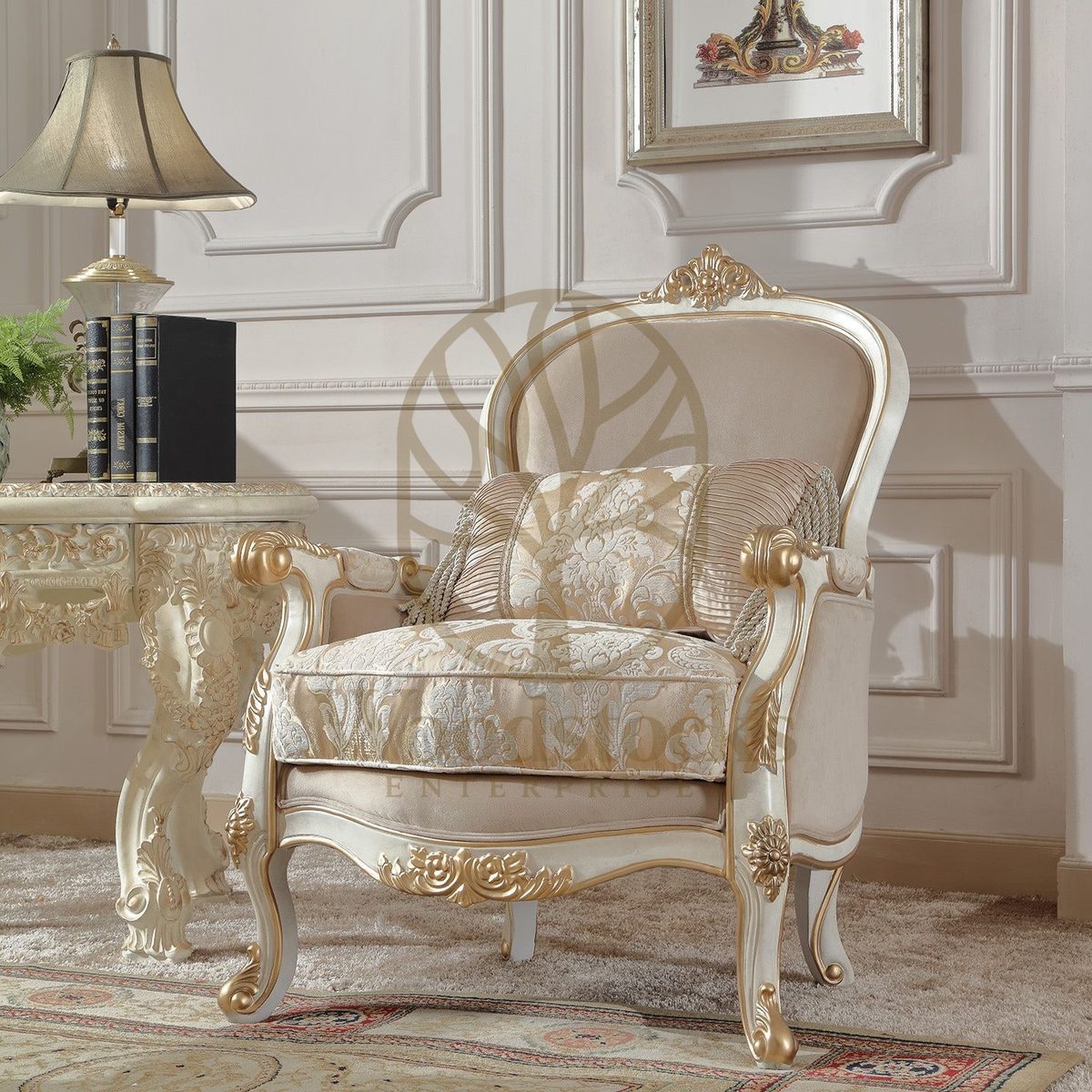 Teak Luxurious White Maharaja Sofa Set, view 3