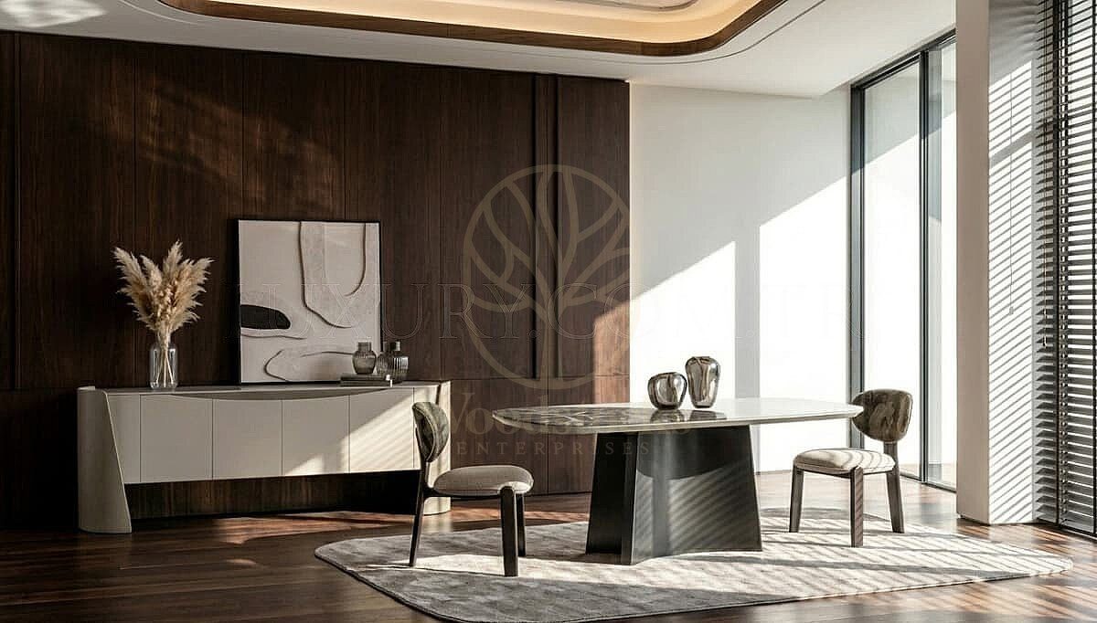 Luxury Florya Handcrafted Teak Dining Table Set, Saharanpur, Dining Table