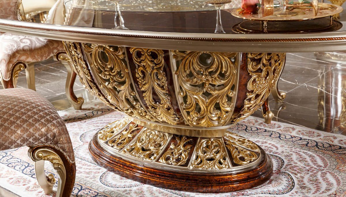 Royal Harzemsah Bronze Hand Carved Teak Dining Table Set, Saharanpur, view 8