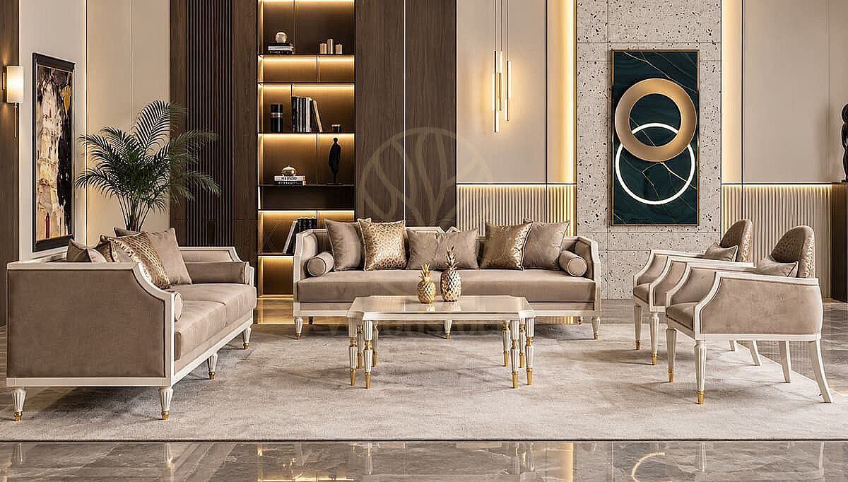 Luxury Nerina Handcrafted Teak Sofa Set, Saharanpur, Sofa Set