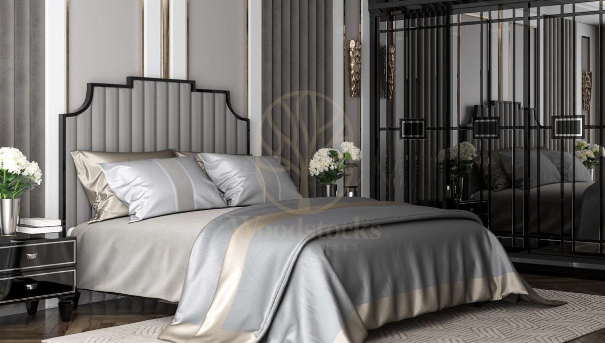 Luxury Diego Art Deco Handcrafted Teak King Size Bed, Saharanpur, King Size Bed
