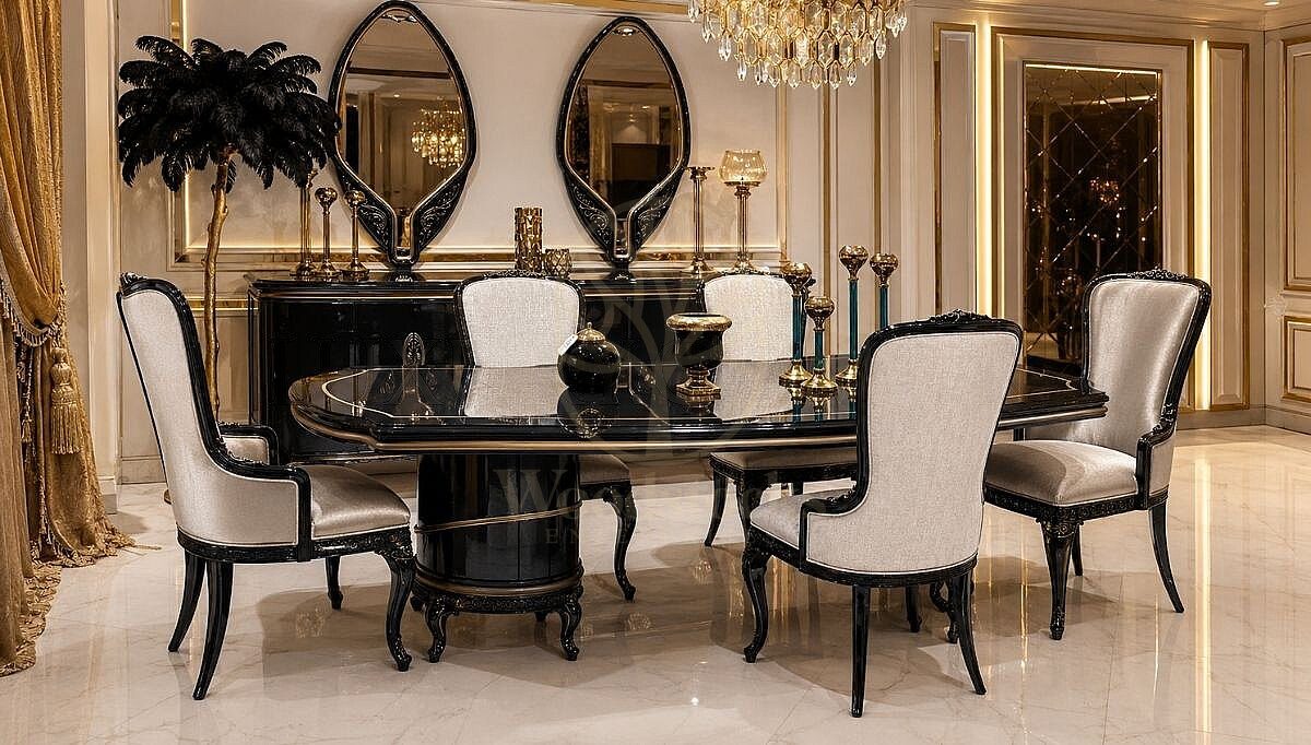 Royal Victora Hand Carved Teak Dining Table Set, Saharanpur, Dining Table