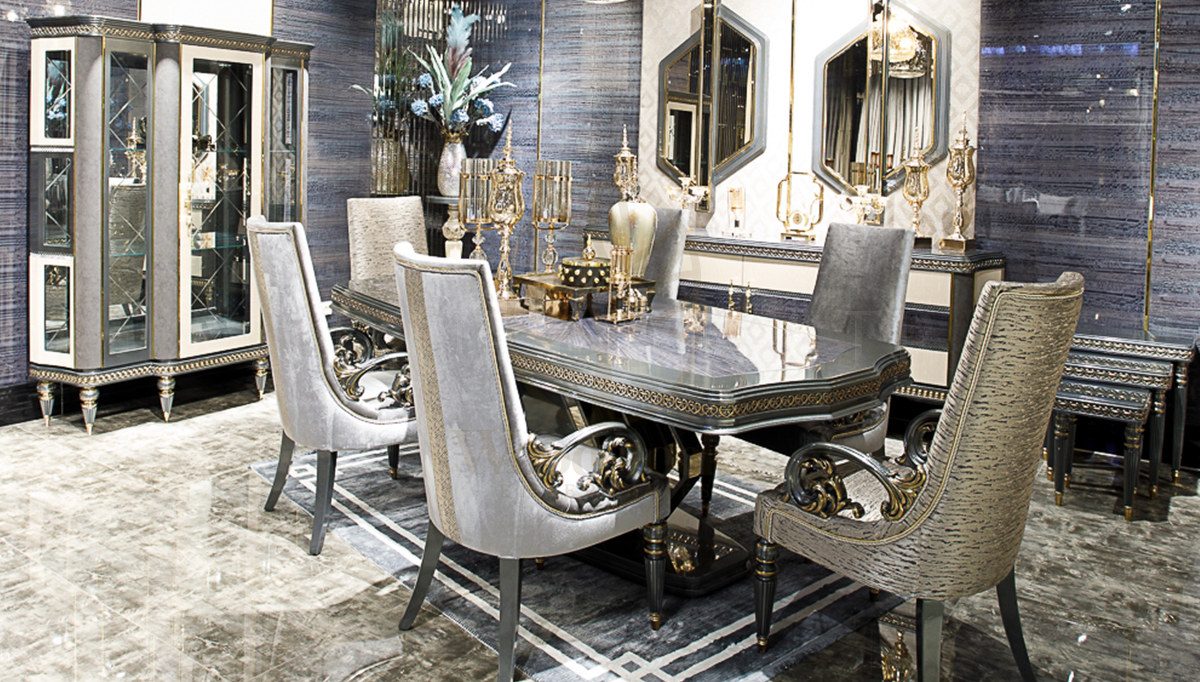 Royal Lizbon Hand Carved Teak Dining Table Set, Saharanpur, view 3