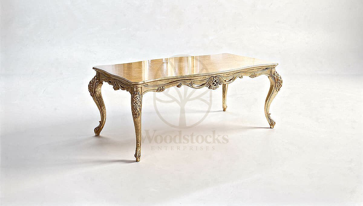 Luxury Alessa Gold Handcrafted Teak Dining Table Set, Saharanpur, view 2