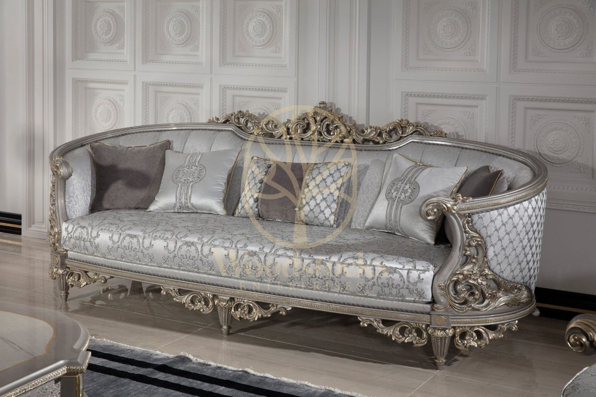 Teak Nora Silver Grey Carved Sofa Set, alternate view