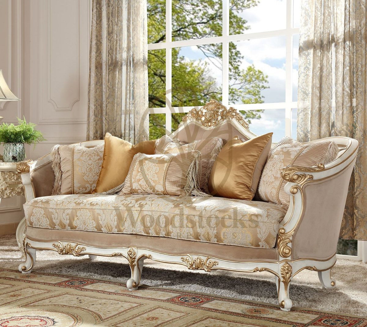 Teak Luxurious White Maharaja Sofa Set, alternate view