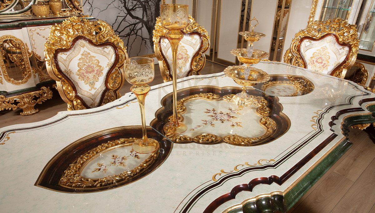 Royal Milano Hand Carved Teak Dining Table Set, Saharanpur, view 2