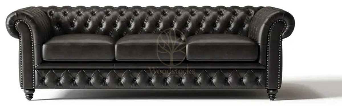 Royal Sofa Black Chesterfield Hand Carved Teak Sofa Set, Saharanpur, view 5