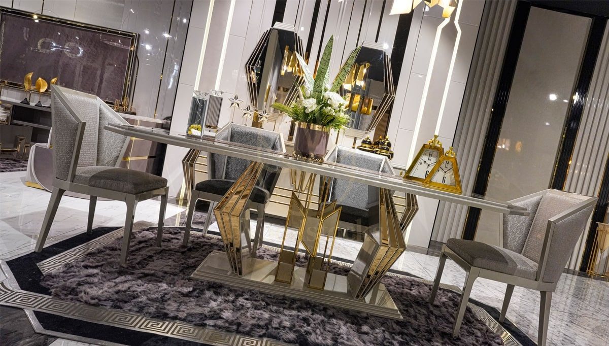 Luxury Tropez Handcrafted Teak Dining Table Set, Saharanpur, view 4