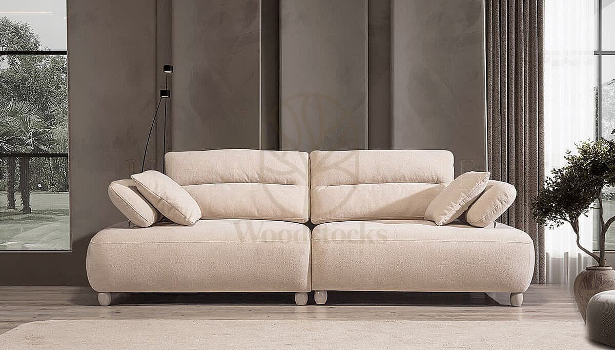 Luxury Norvella Beige Handcrafted Teak Sofa Set, Saharanpur, view 4