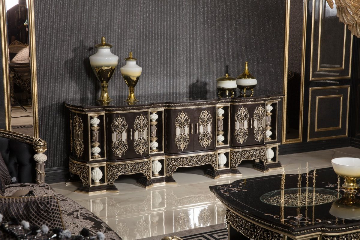 Teak Monaco Charcoal and Ivory TV Cabinet, TV Cabinet