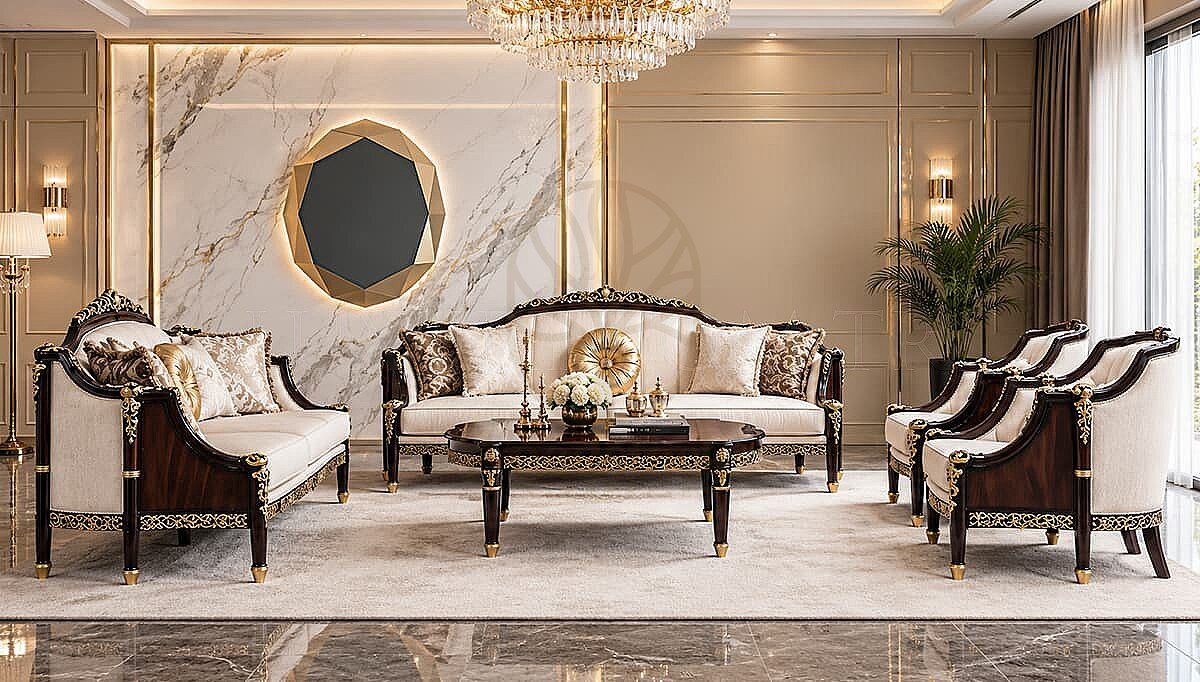 Royal Jorella Hand Carved Teak Sofa Set, Saharanpur, Sofa Set