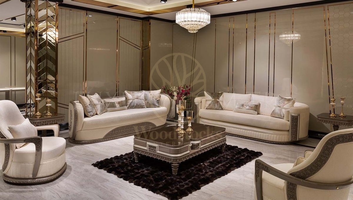 Luxury Teresa Handcrafted Teak Sofa Set, Saharanpur, Sofa Set