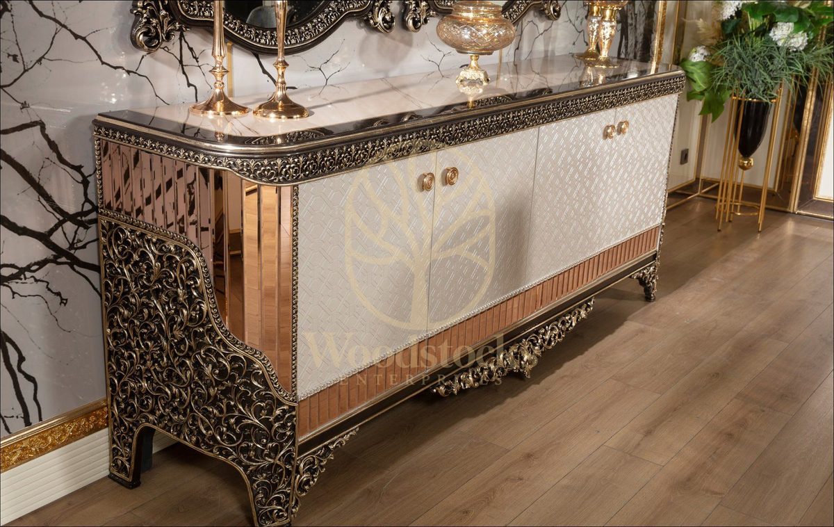 Teak Lagos Ivory and Copper Console Table, Console Table