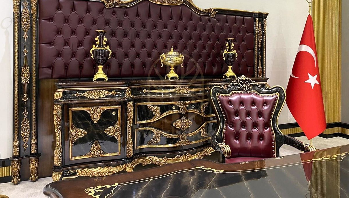 Royal Efsun Hand Carved Teak Office Table, Saharanpur, view 3
