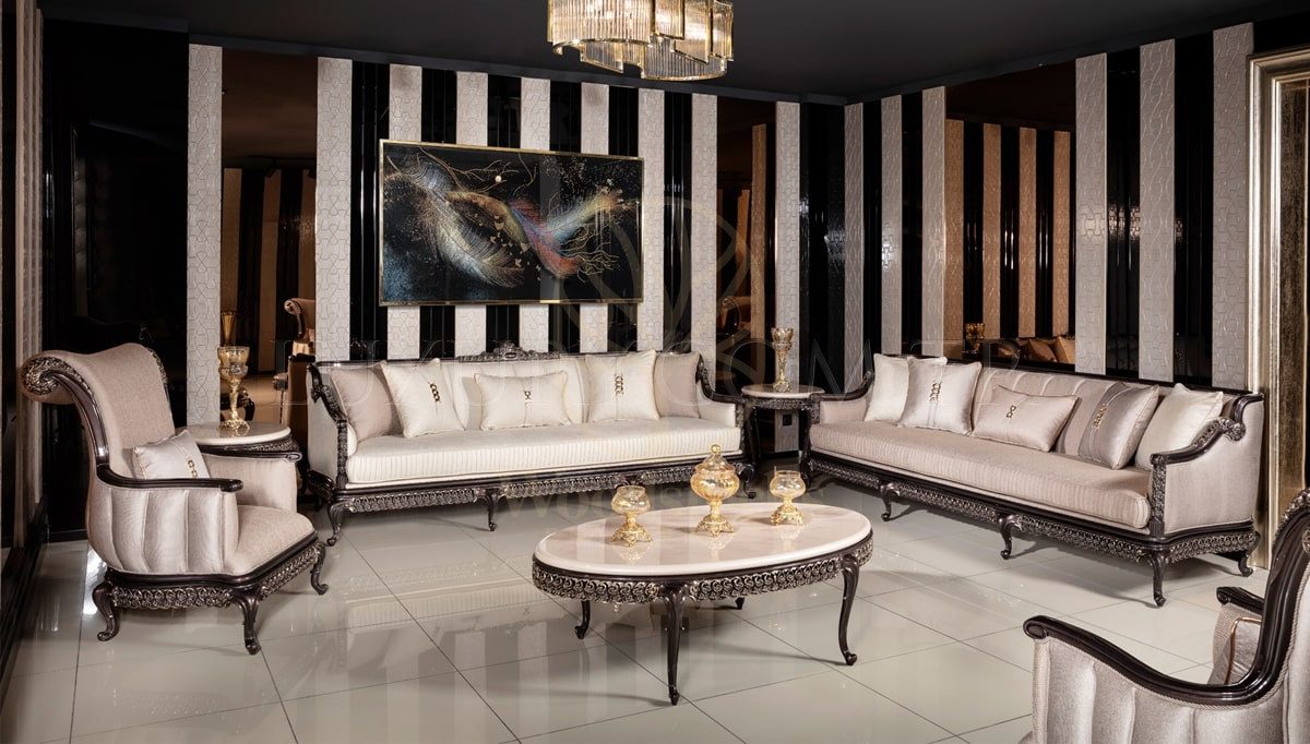 Royal Londra Hand Carved Teak Sofa Set, Saharanpur, Sofa Set